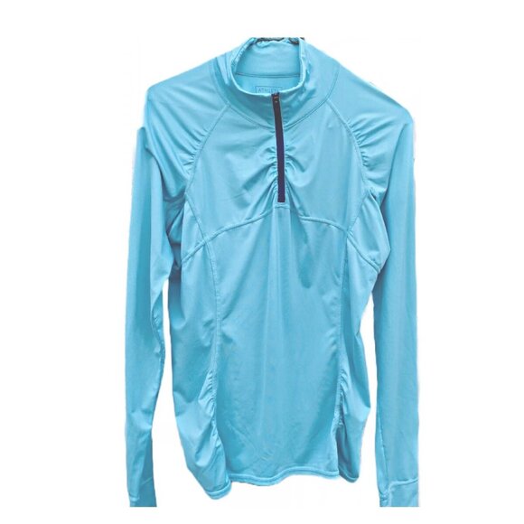 Athleta Intrepid Sunshield Athletic Shirt Blue Back Pocket Medium - Picture 2 of 12